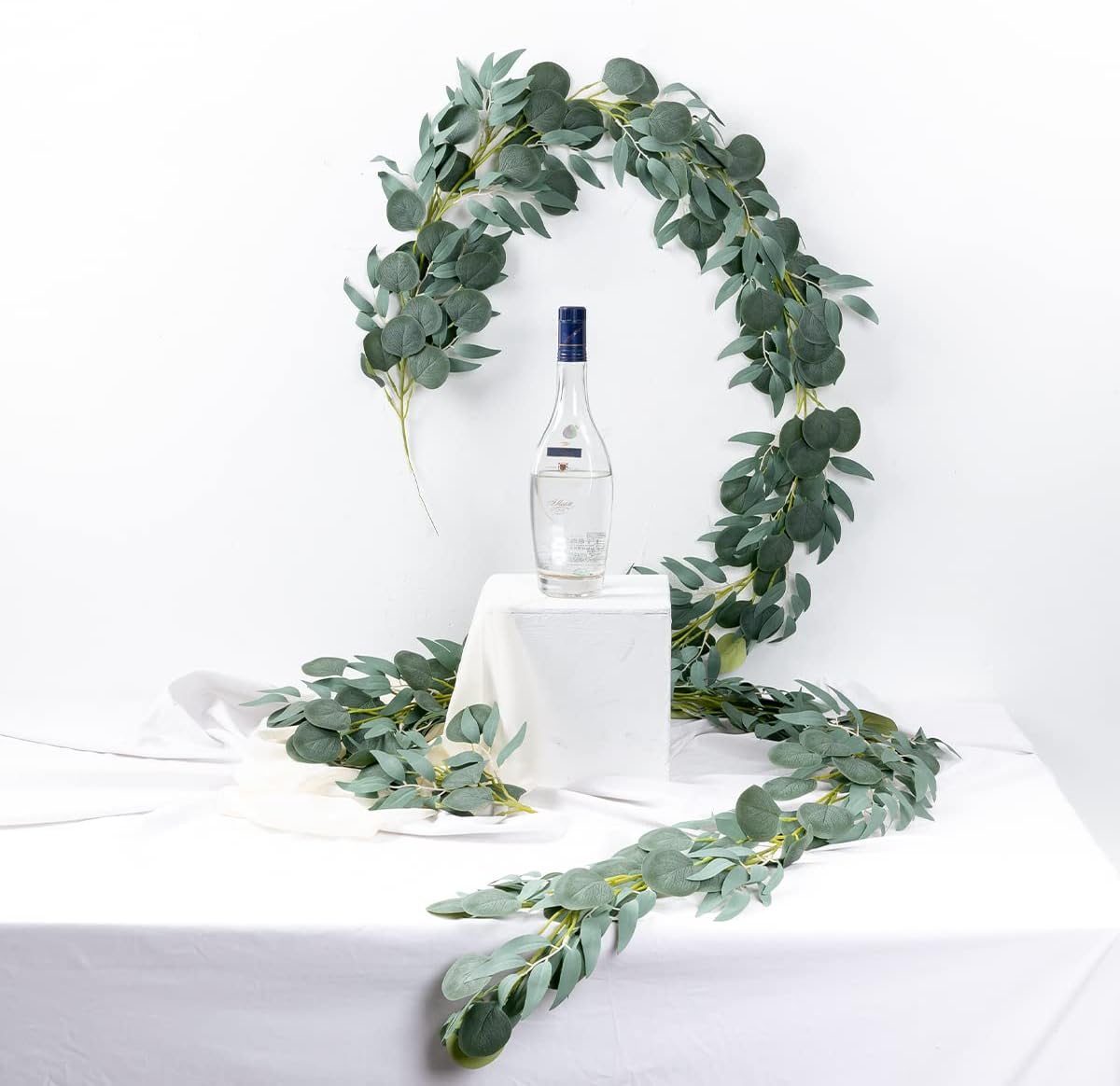 Kisflower 5 Pack Green Eucalyptus Garland with Willow Leaves