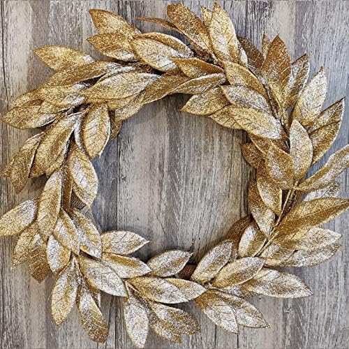 20 Pieces Gold Glitter Artificial Leaf Spray Picks 12 Inch Tall