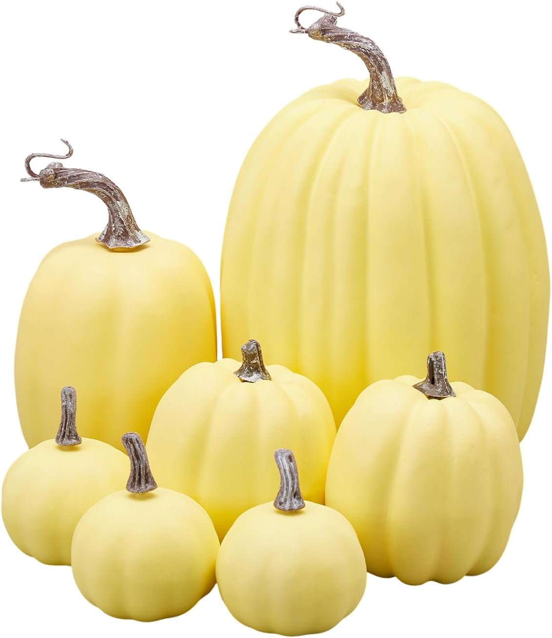 7Pcs Artificial Pumpkins Faux Foam Fall Decor Yellow