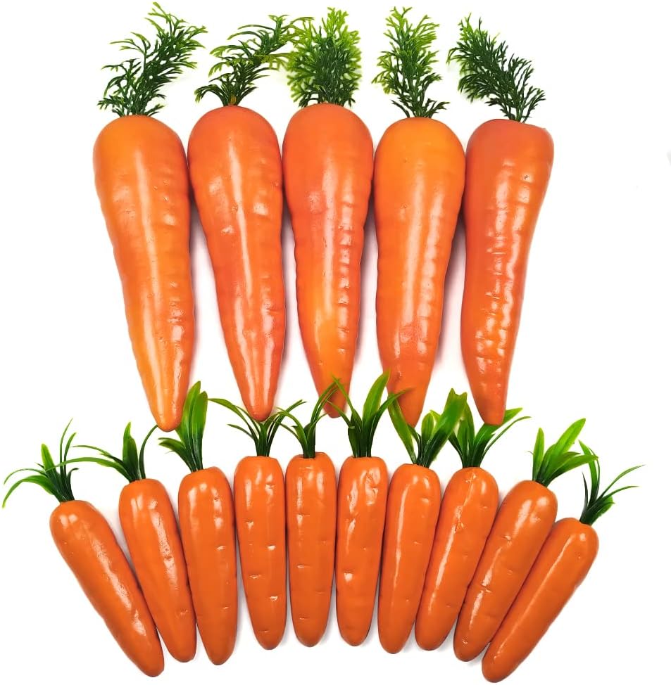 Lifelike Fake Carrots 15 Pcs Plastic Easter Decor