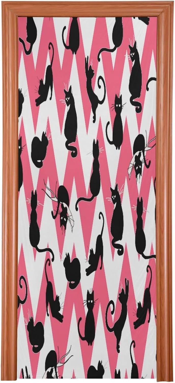 Susiyo Charming Black Cat Halloween Door Cover 32x79in