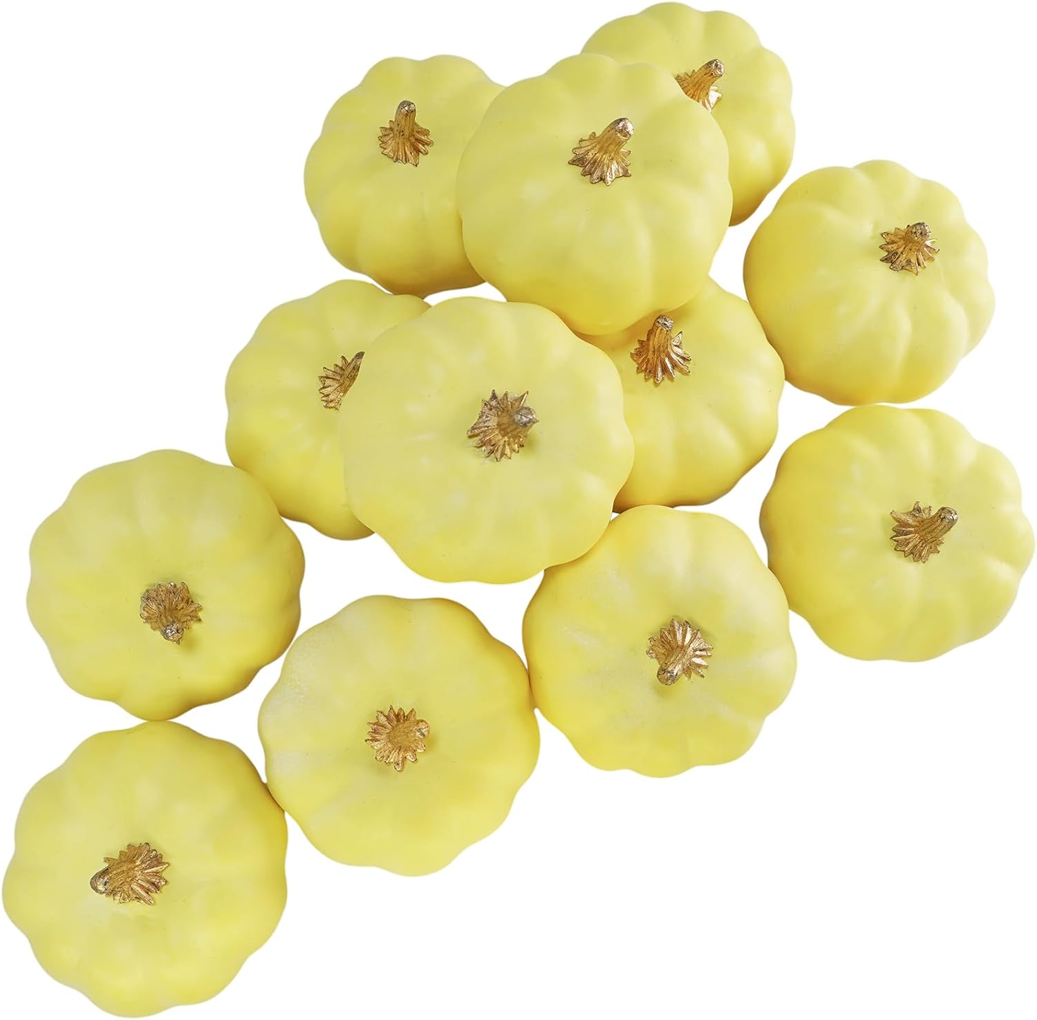 Winlyn 12 Pcs Artificial Yellow Pumpkins for Fall Decor