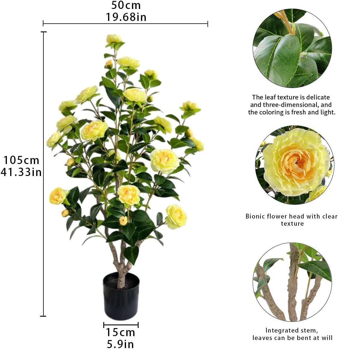 Artificial Camellia Tree 34ft Fake Plants 2 Yellow