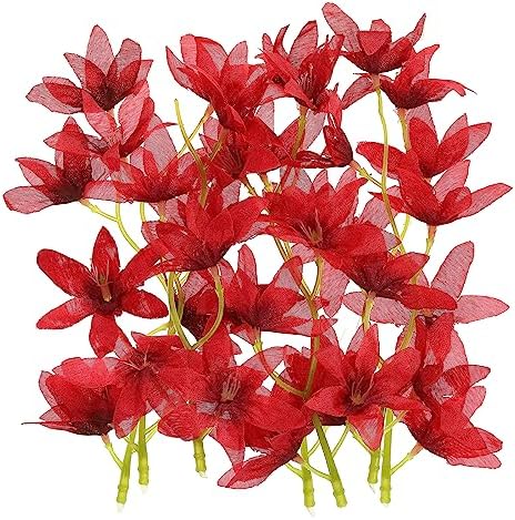 PATIKIL Red Artificial Orchid Flowers 12 Pcs Cylinder Vase Fillers