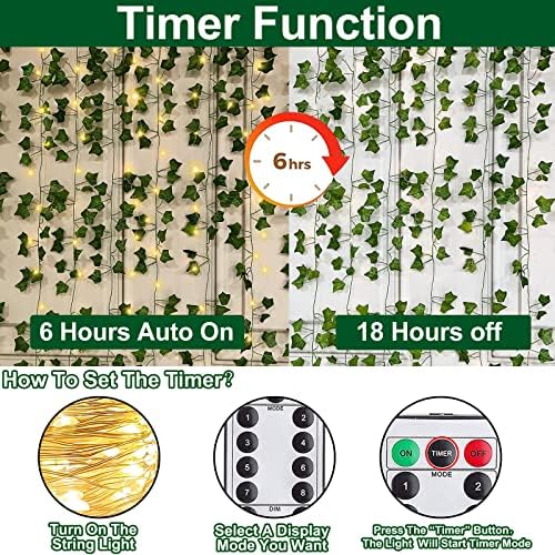 24 Pack Fake Vines with 200 Lights Timer