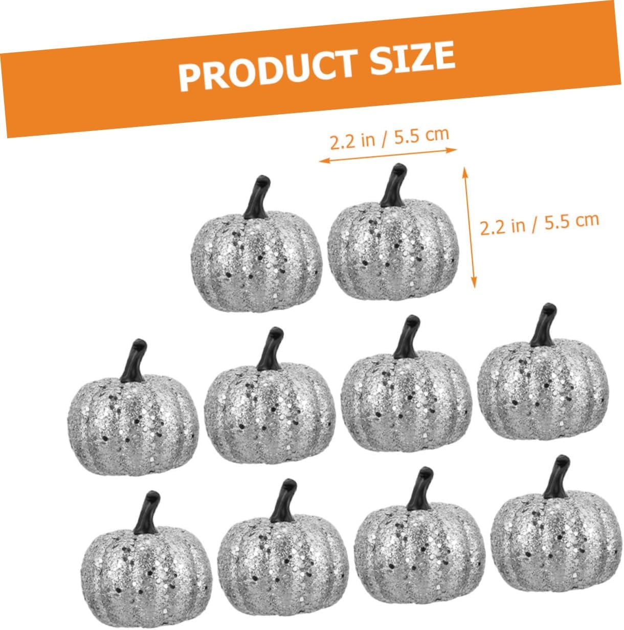 10pcs Foam Silver Glitter Pumpkins Artificial Fall Decor