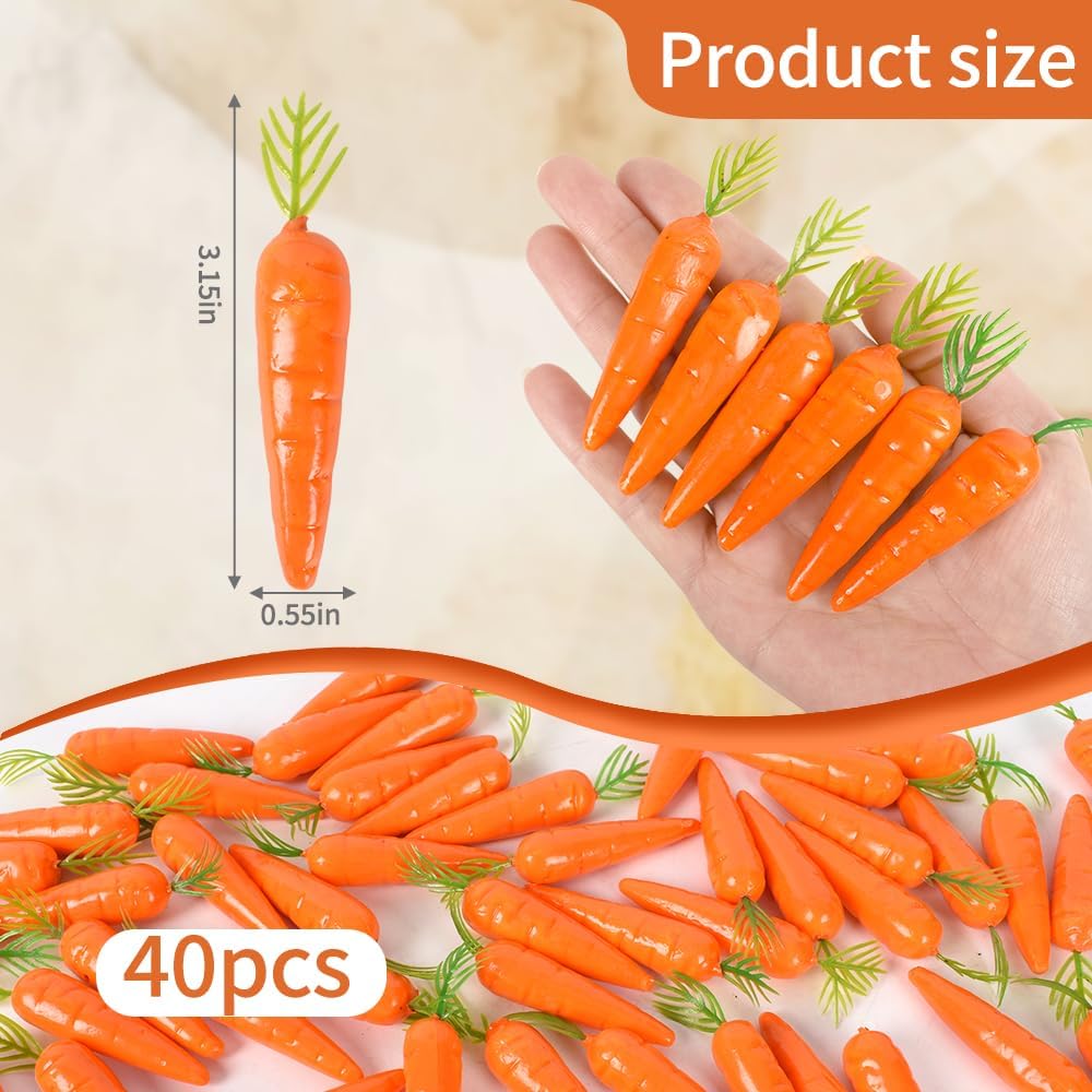 HUIANER Mini Artificial Carrots 40pcs Lifelike Decor