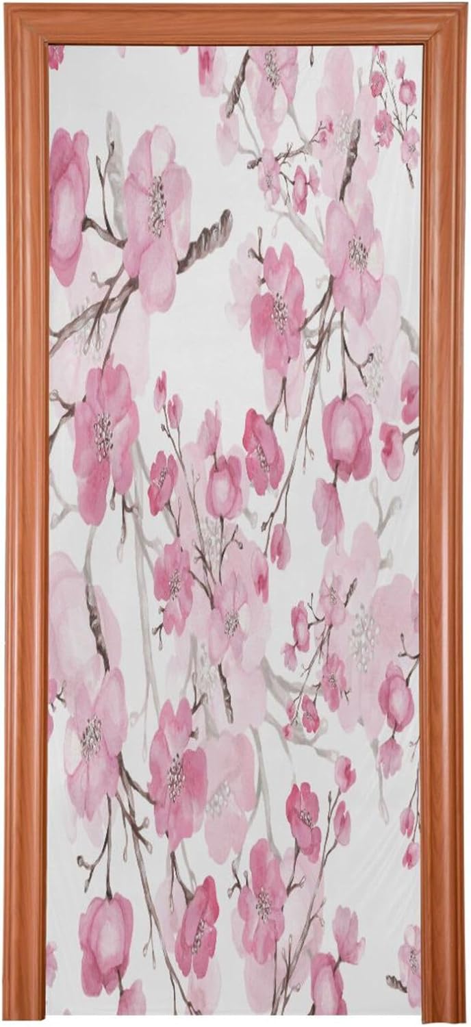 Susiyo Watercolor Cherry Blossom Halloween Door Cover