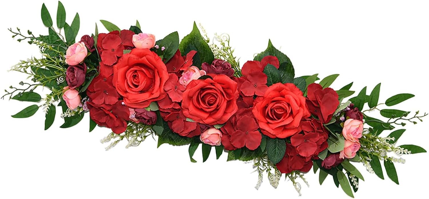 Red Wedding Arch Artificial Flower Swag Decorations