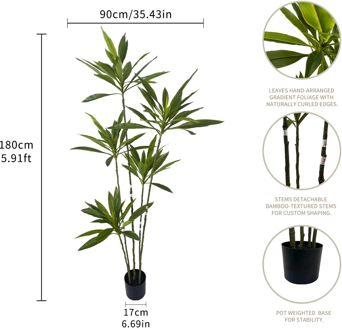 Artificial Cordyline Plant 6 Ft Tall with Pot