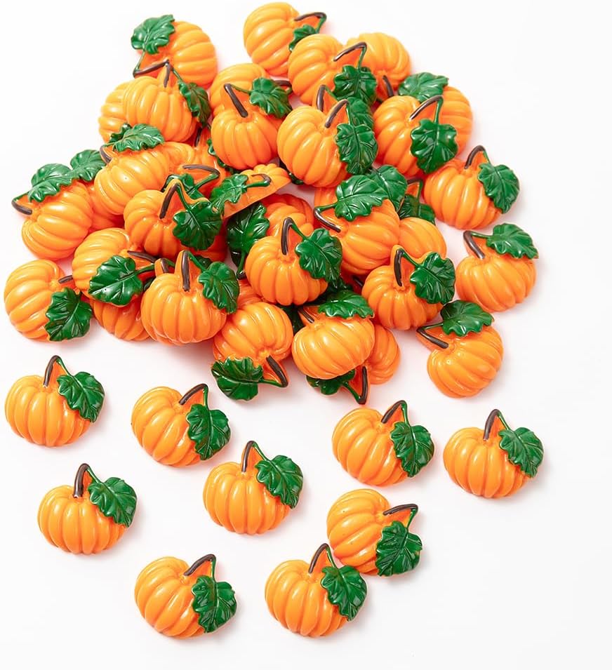 50Pieces Artificial Miniature Pumpkin Resin Decor for Halloween