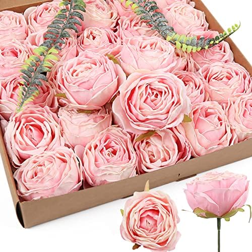 IPOPU Pink Artificial Roses 25PCS with Stems