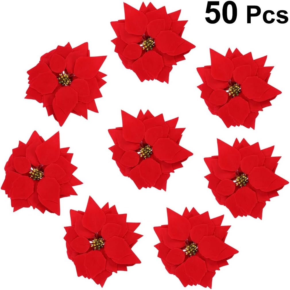 VORCOOL Artificial Poinsettia Flower Heads