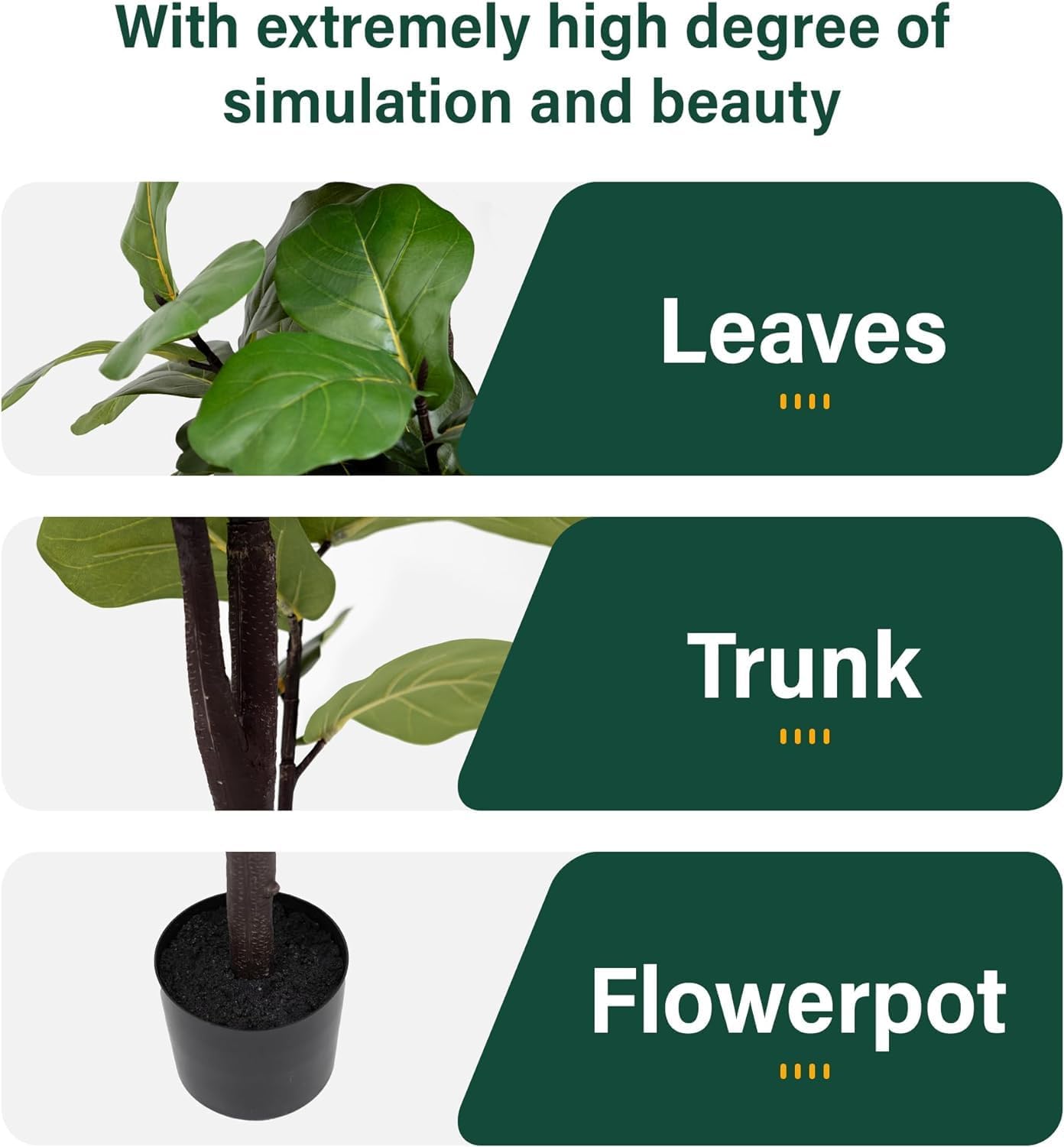 6FT Fiddle Leaf Fig Artificial Tree with Pot