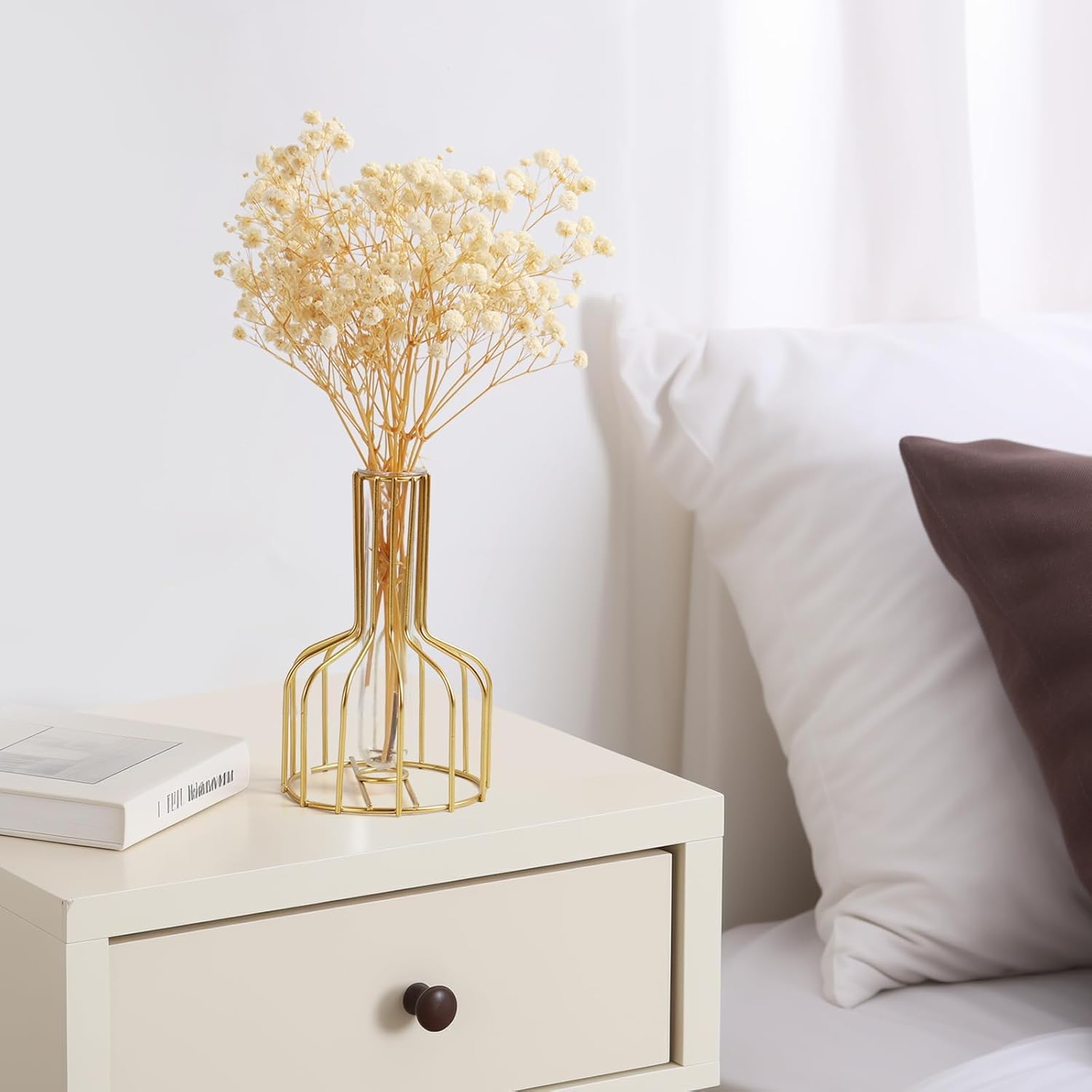 MIHUAGE Dried Flowers Bundles White Babys Breath Gypsophila Wedding Decor