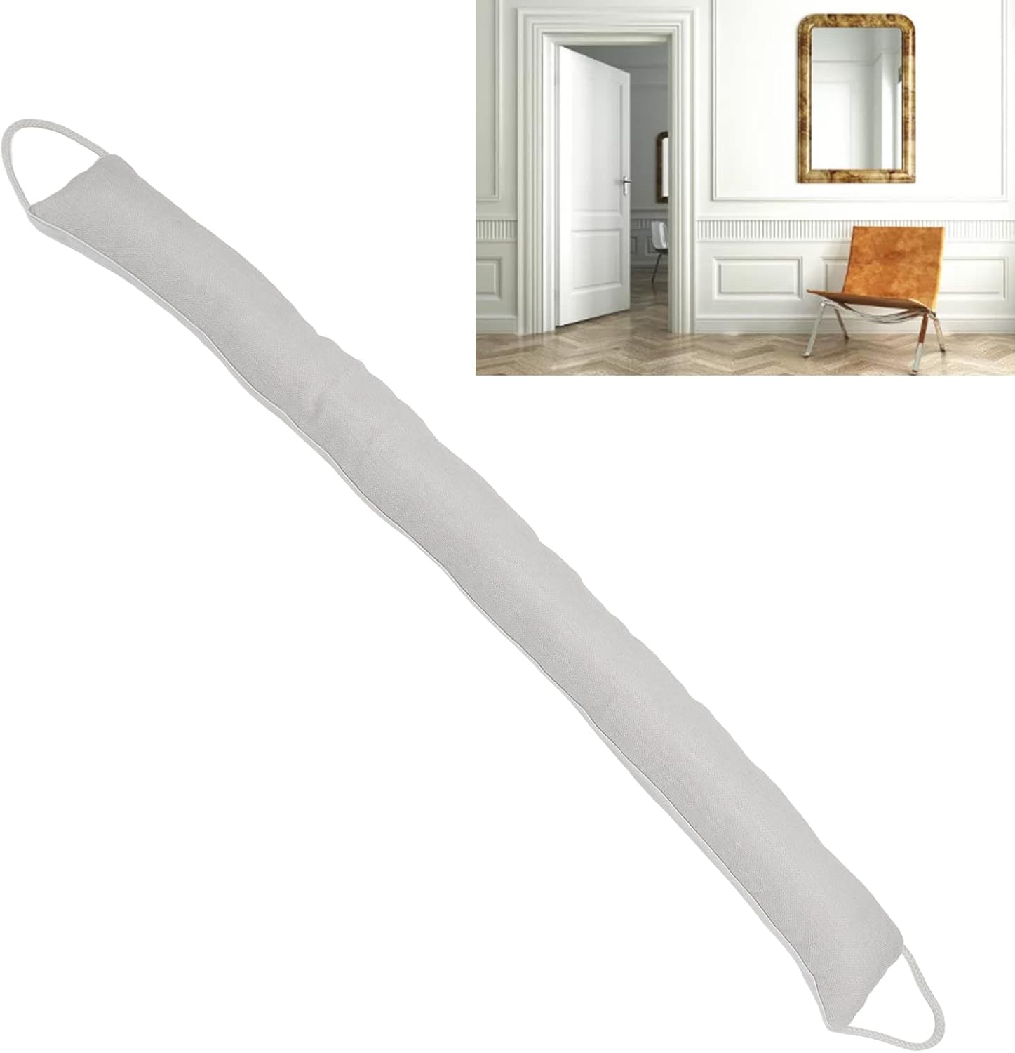 Jinlorion Door Snake Draft Stopper Soft Material Noise Blocking Washable Beige