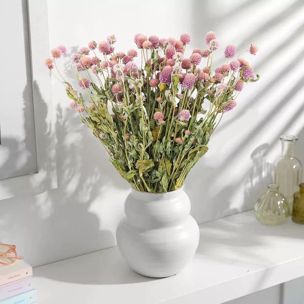 JOJAZE Dried Flower Bouquet Pink Globe Amaranth Natural Wedding Decor