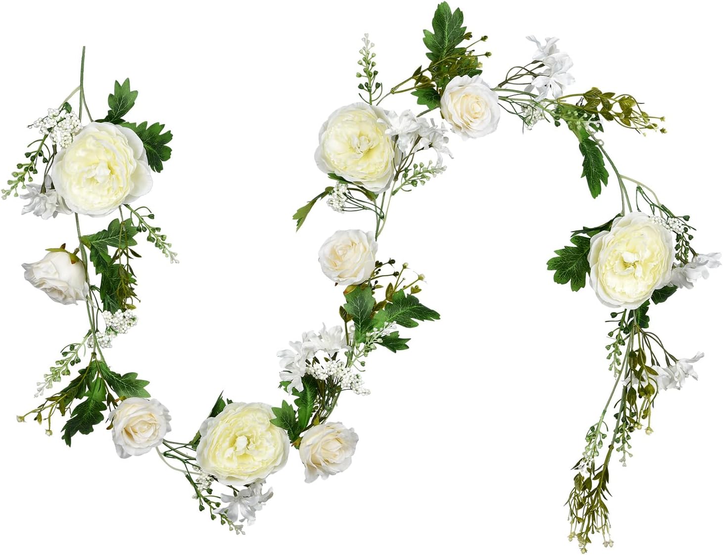 Lvydec 6ft Artificial White Peony Garland