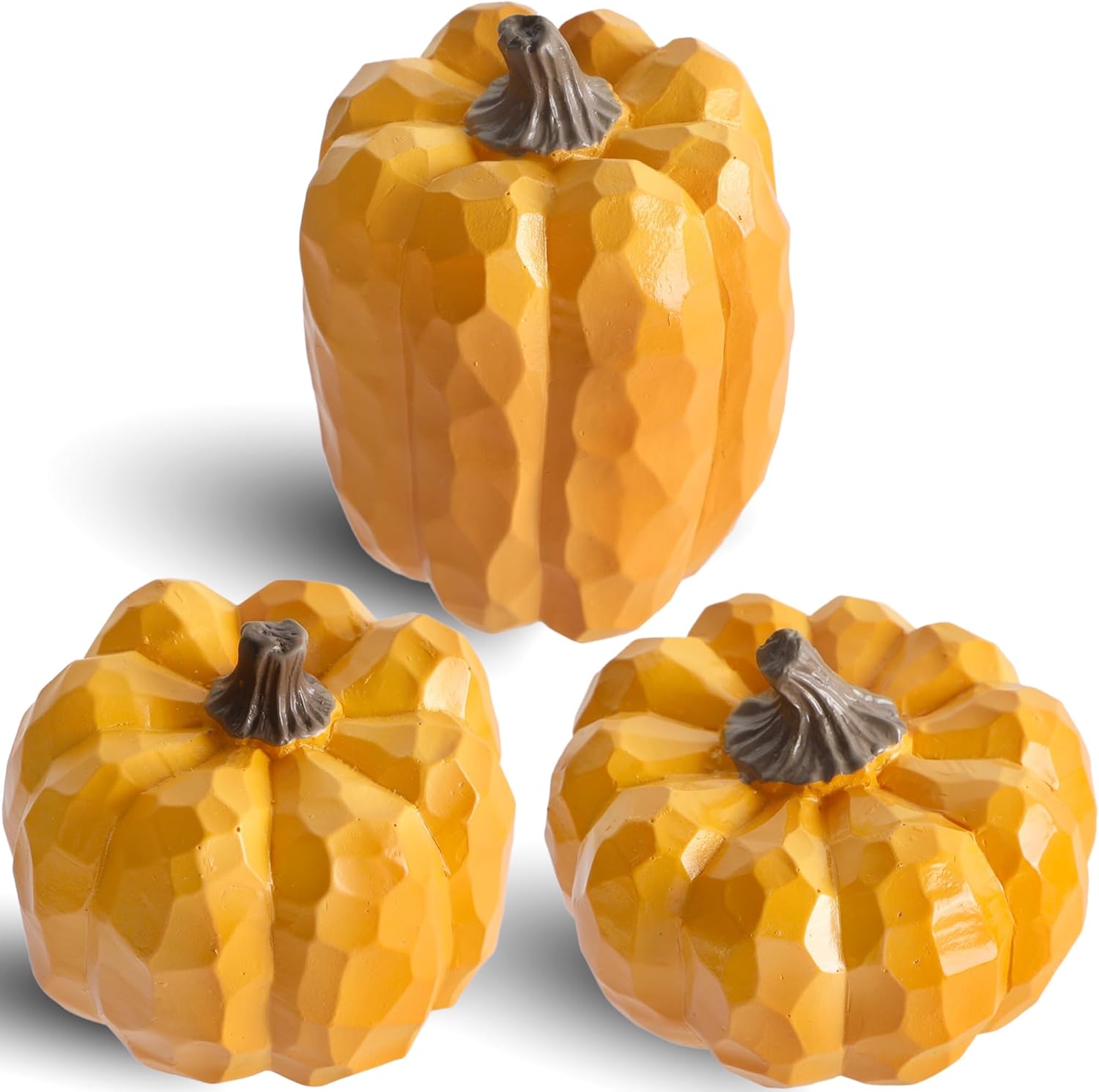Winemana Artificial Yellow Pumpkin Centerpiece Set of 3