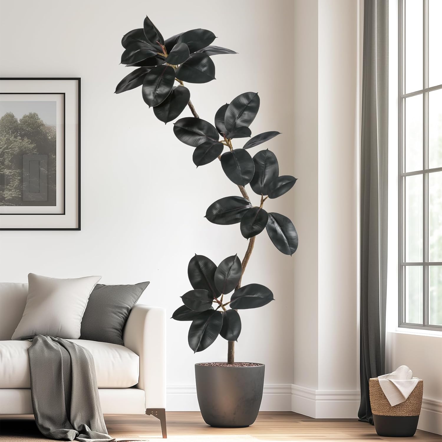 52ft Artificial Rubber Tree Faux Plants for Home Decor