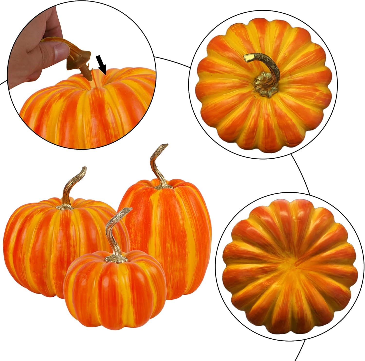 Winemana 3 Pcs Artificial Pumpkins Fall Decorations