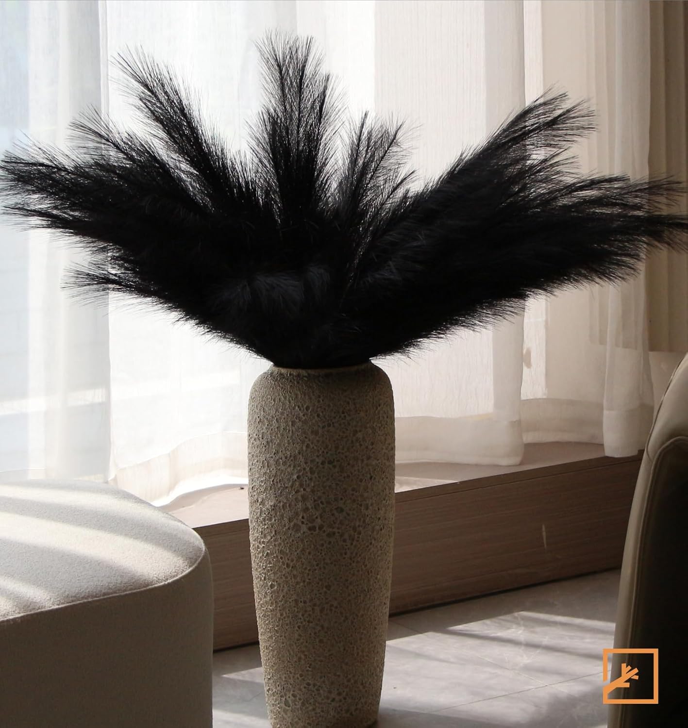 ZIFTY 7-Pcs 38 Black Pampas Grass Artificial Flower Set