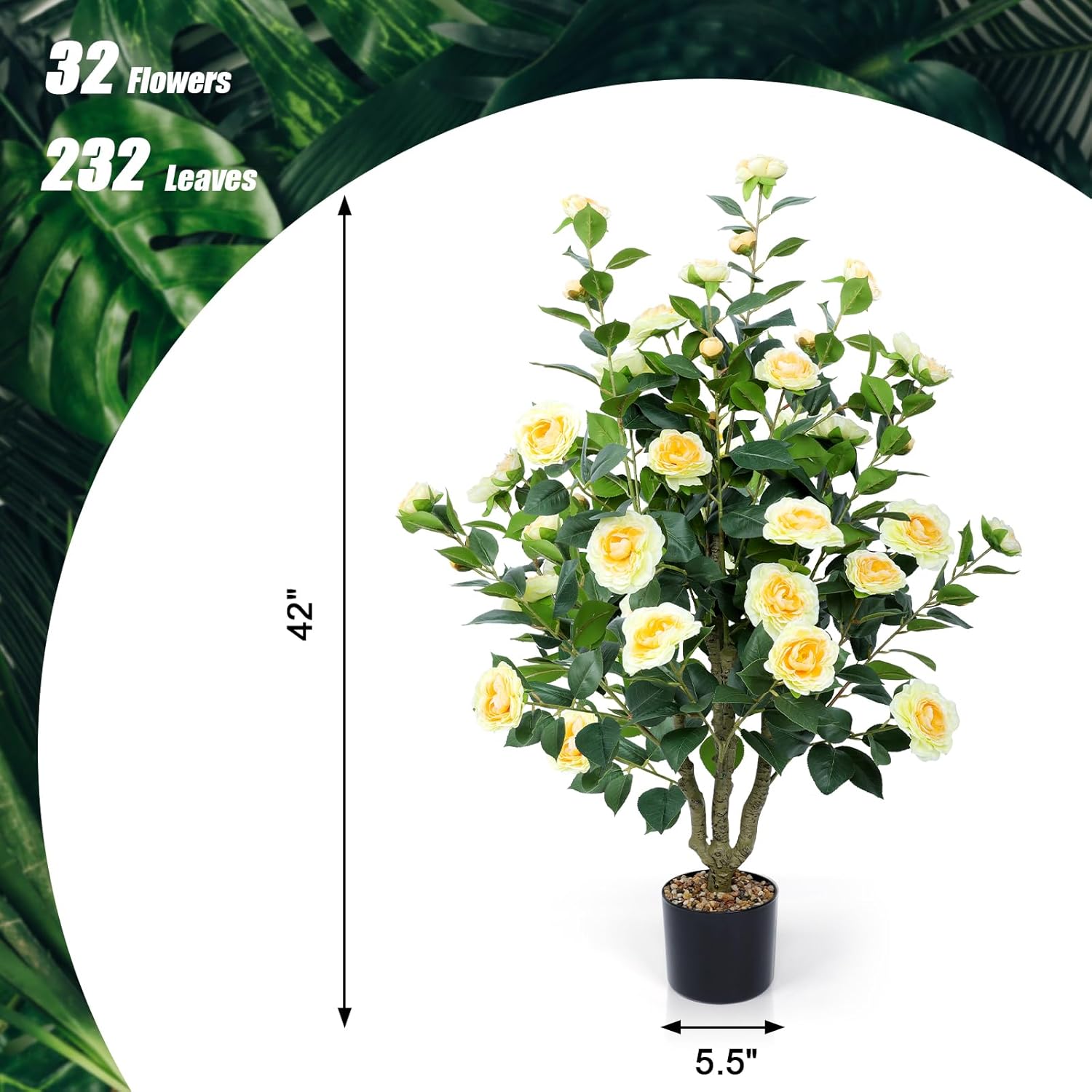 Artificial Camellia Tree 2 Pack 42 Inch Faux Floral Plants