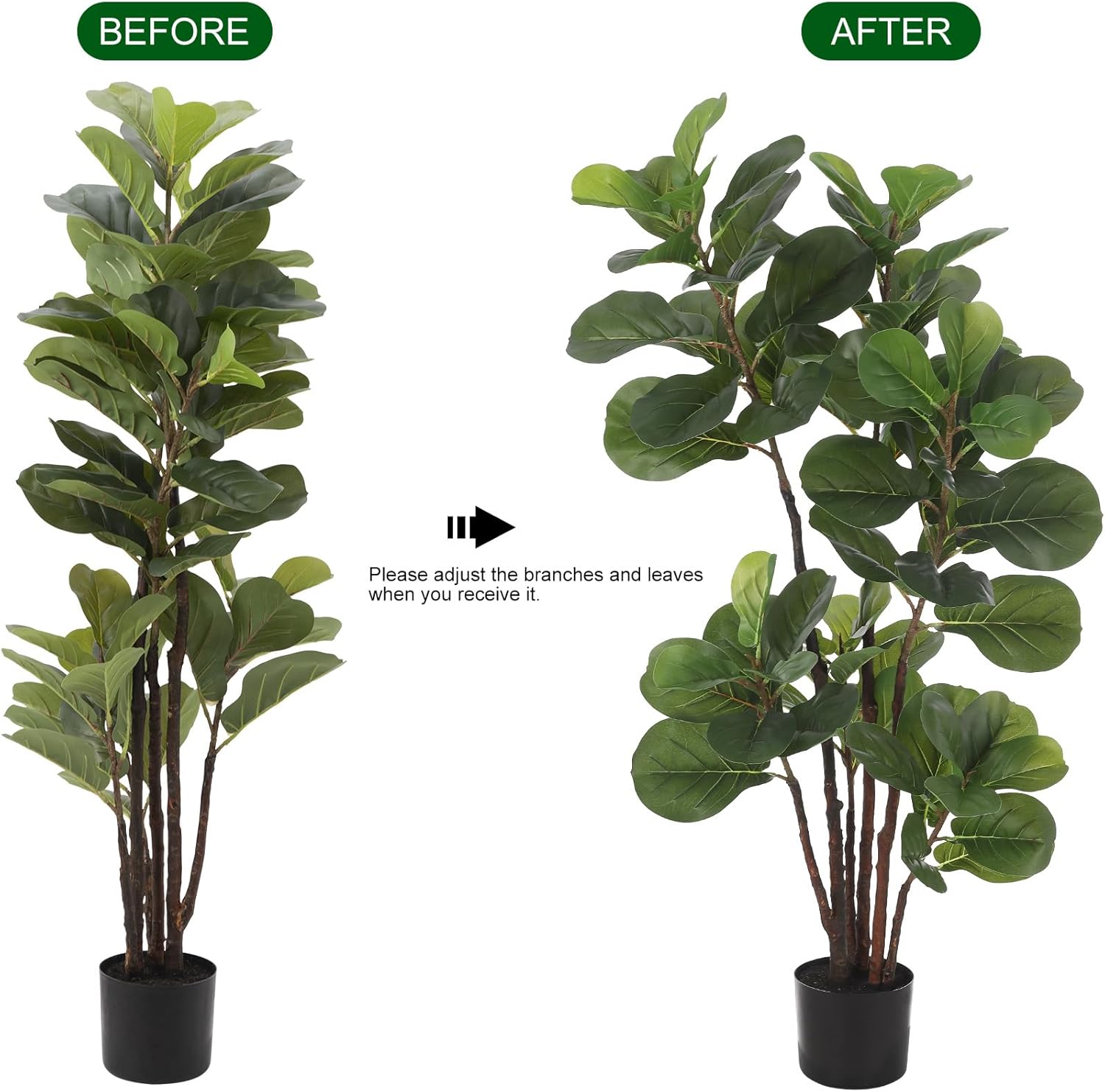 GAOMON Artificial Fiddle Leaf Fig Tree 4 Ft with 72 Leaves