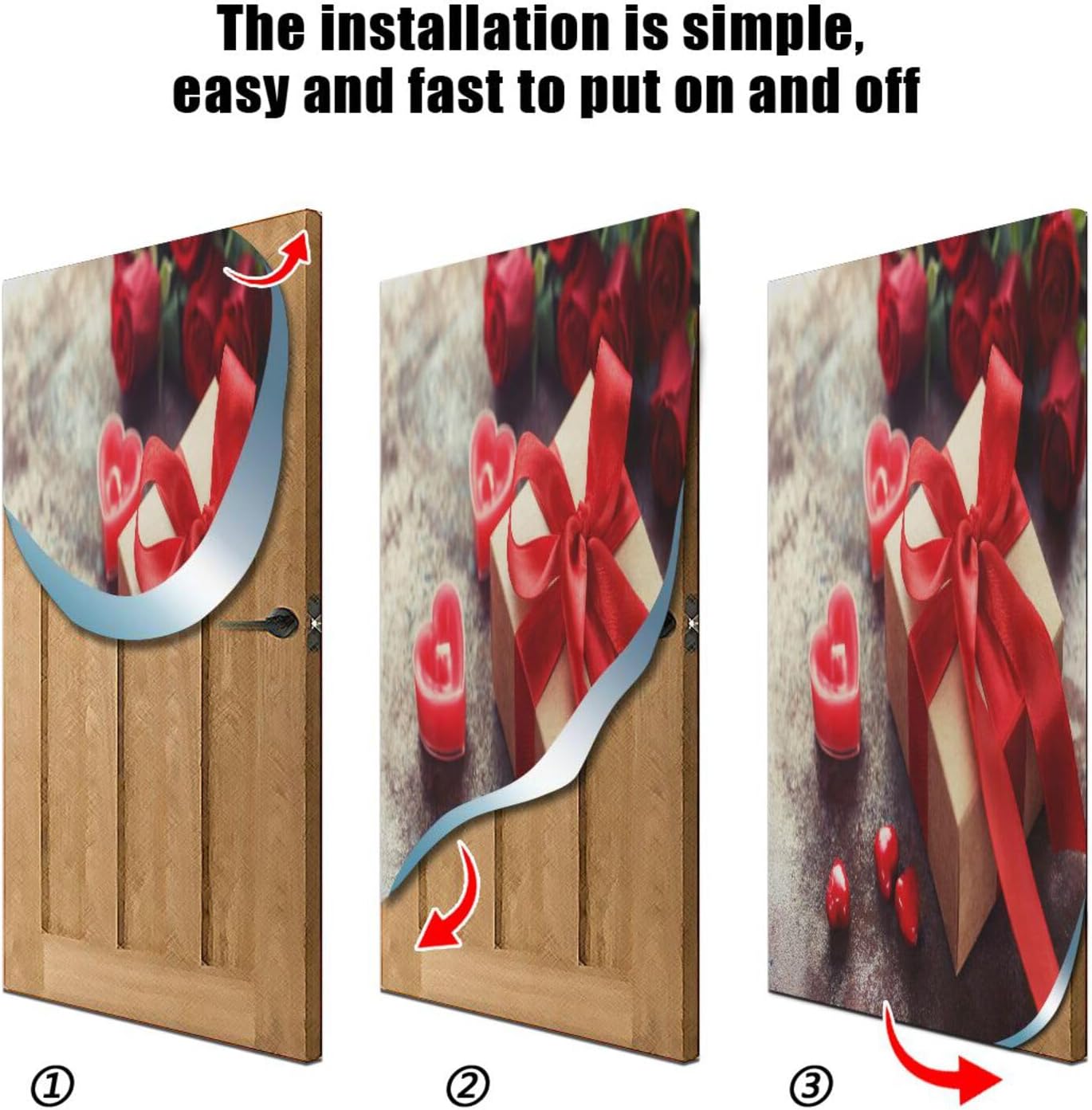 Susiyo Red Door Cover Stretchy Festive Decor 35x79 Inch