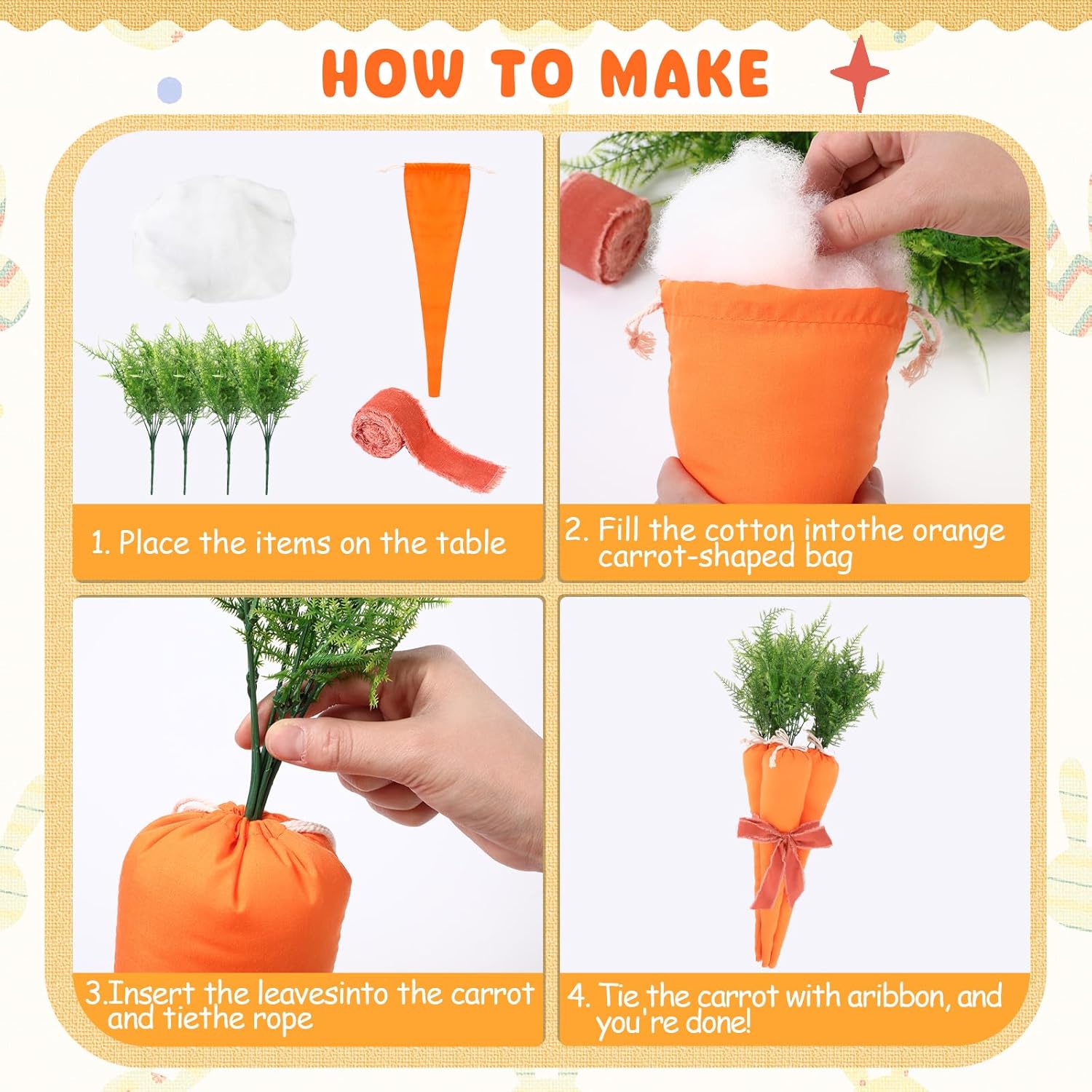 6 Pcs Easter Artificial Carrots Decor Set