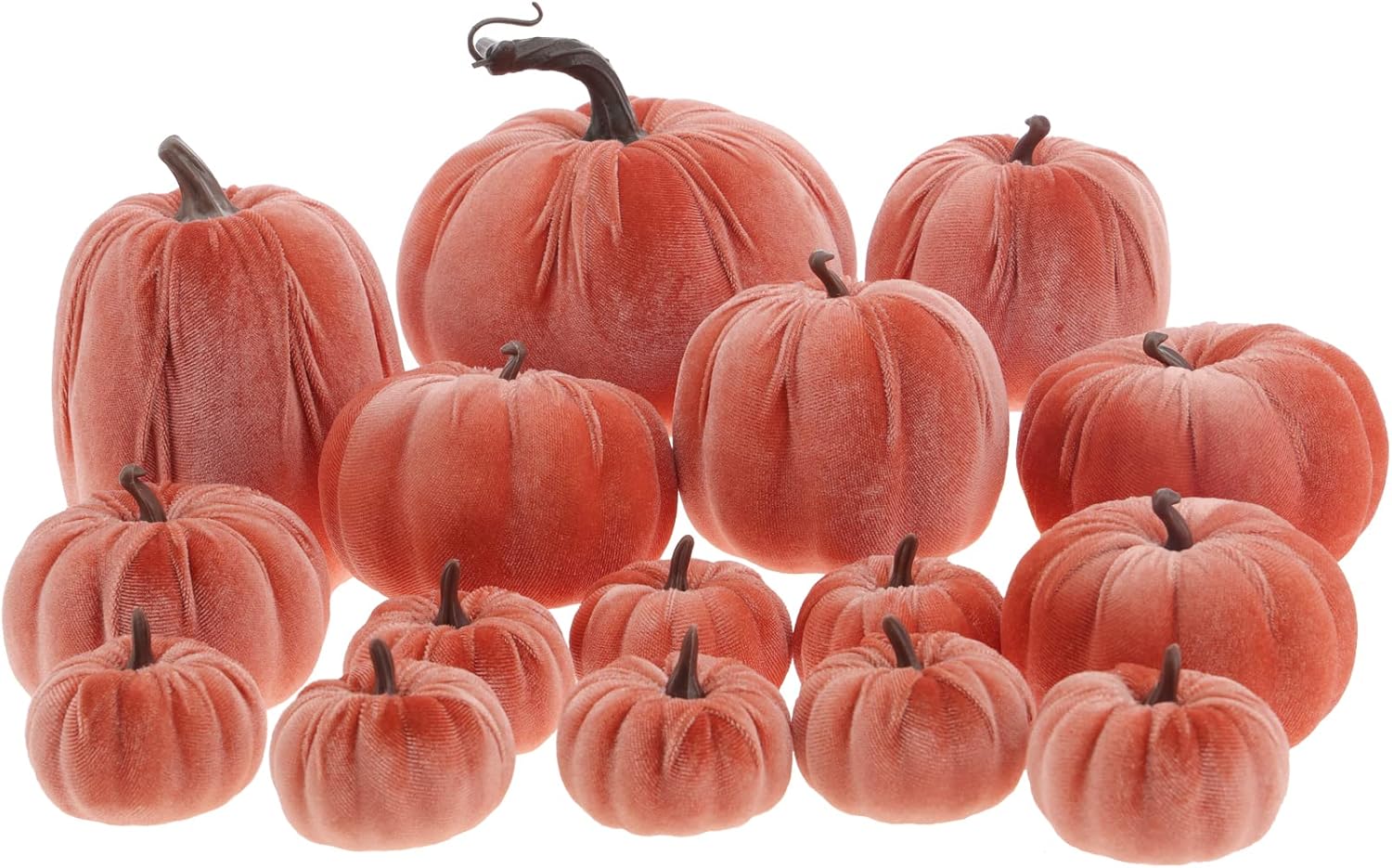 16Pcs Artificial Velvet Pumpkins Halloween Autumn Decor Thanksgiving Centerpiece