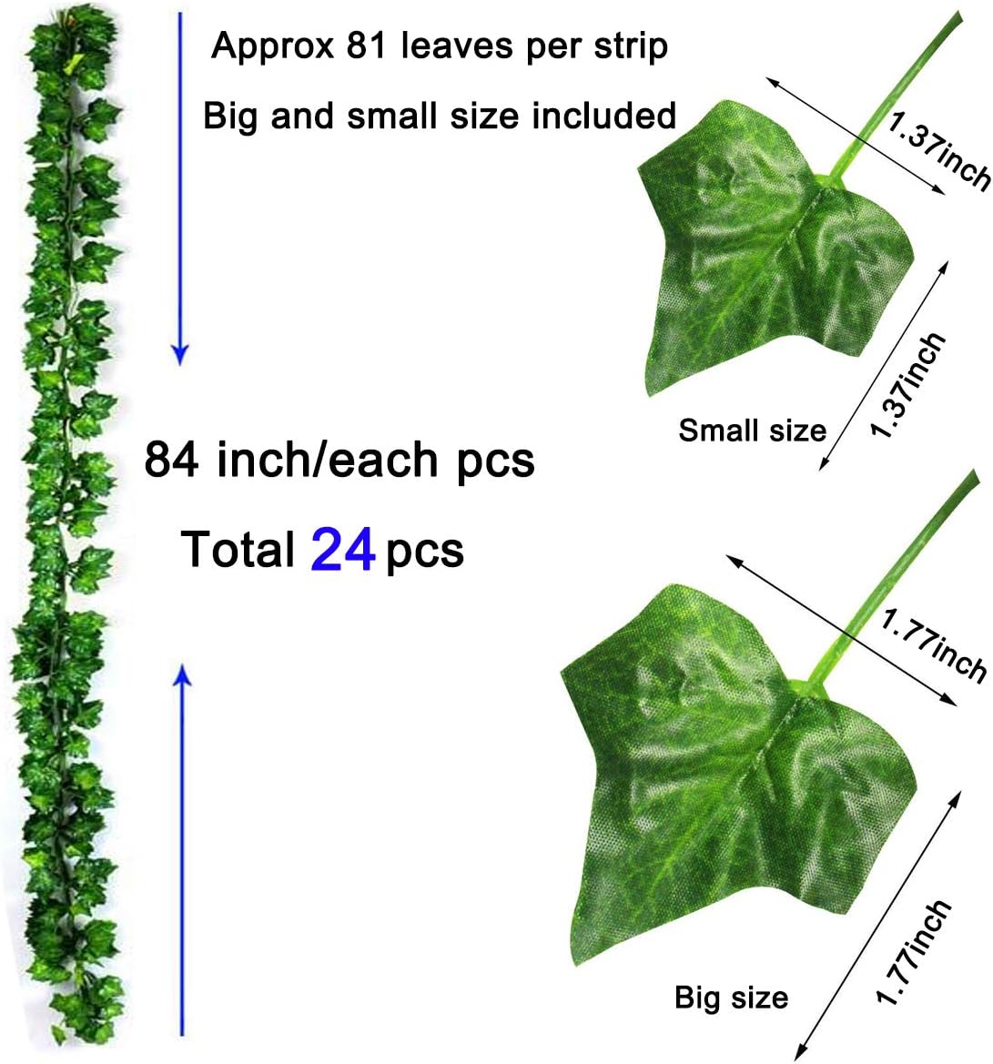 KASZOO 24Pack Artificial Ivy Garland with LED Lights