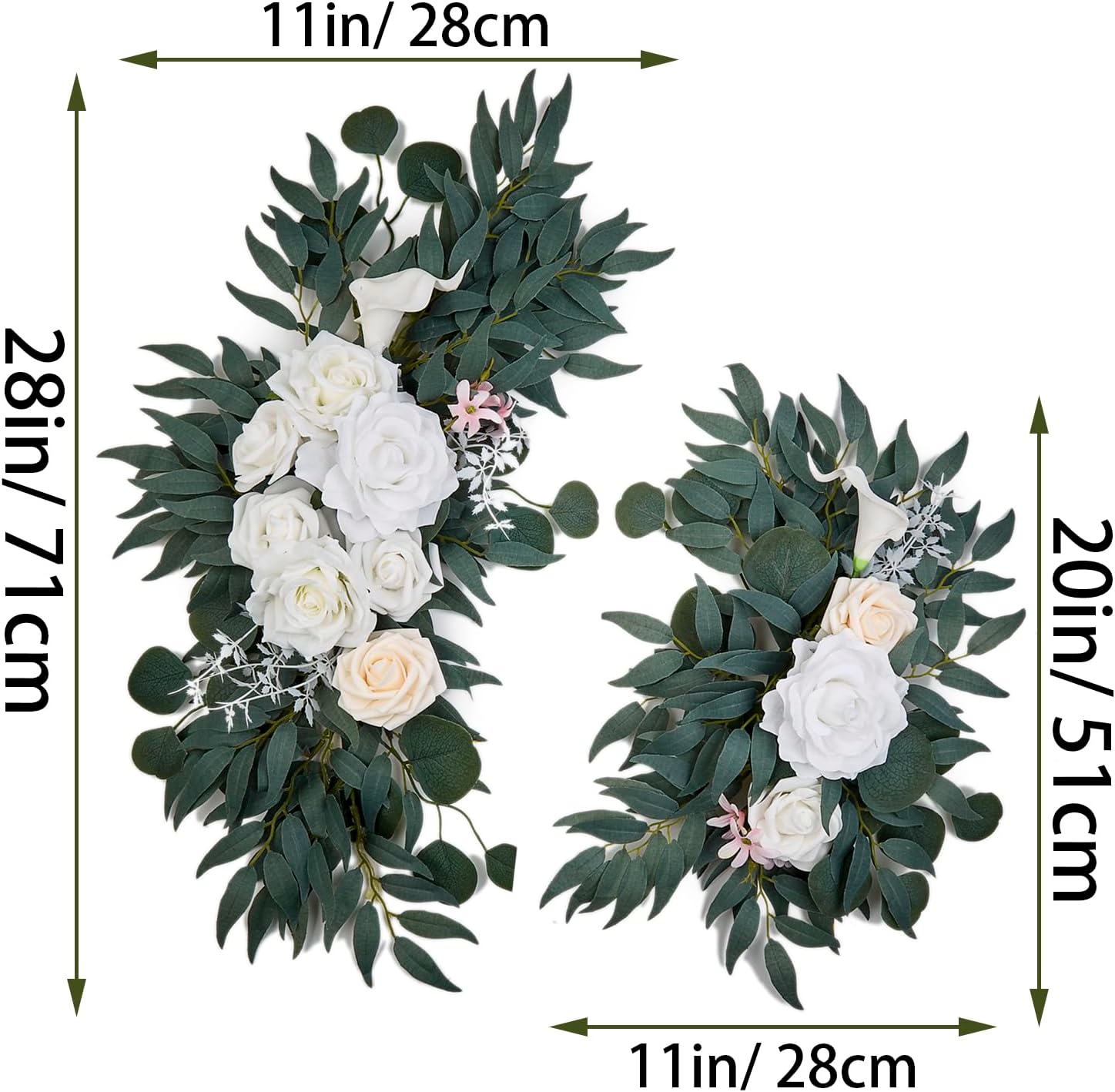 AitnWoy 28 Inch White Wedding Arch Flowers Decor Kit