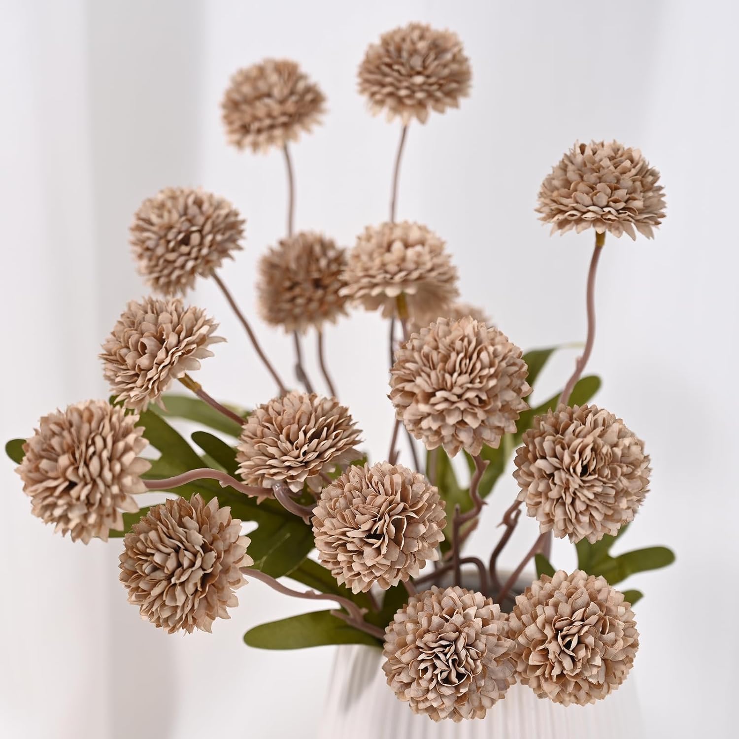 Waipfaru 10pcs Fake Silk Pompon Mum Artificial Flowers Set