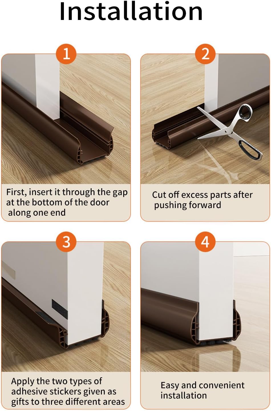 Shurhome Door Draft Stopper Adjustable Interior Bottom Sweep