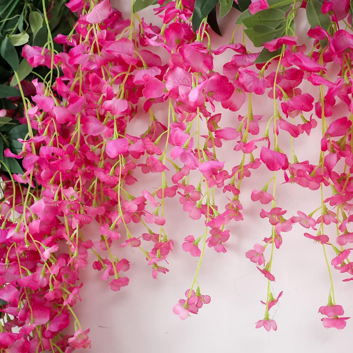 JUSTOYOU 3PCS Fuchsia Artificial Wisteria Garland
