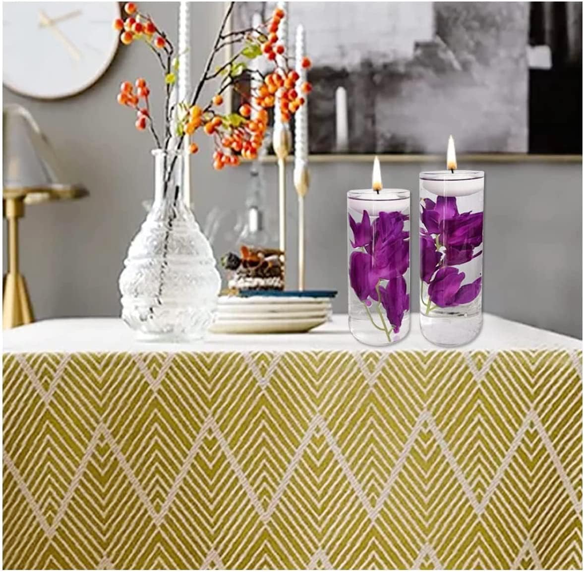 12 Pcs Purple Artificial Orchid Flowers for Floating Candle Centerpieces