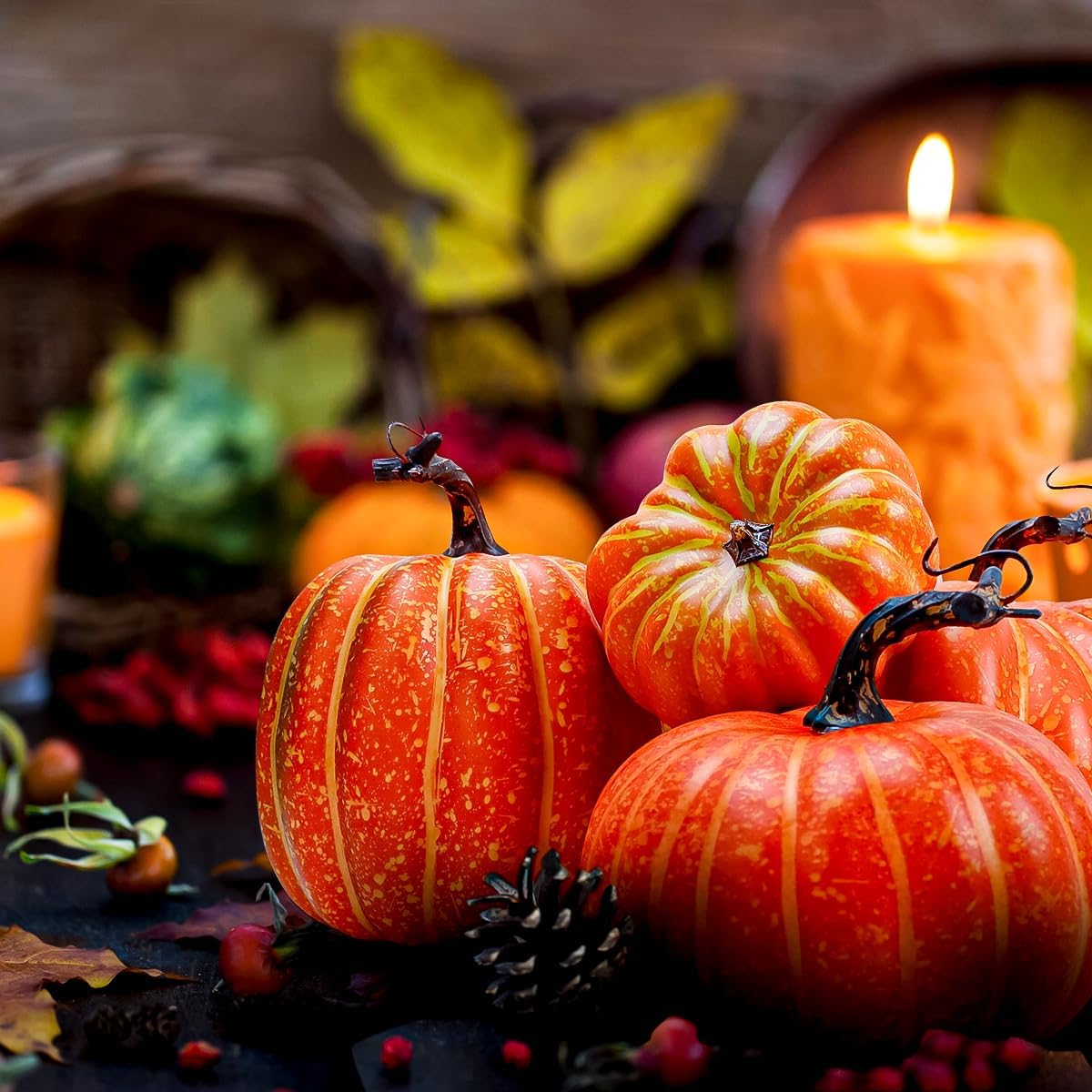 Gresorth 4 PCS Artificial Pumpkin Fall Decoration