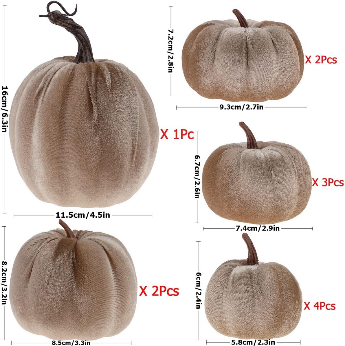 12Pcs Artificial Velvet Pumpkin Set Halloween Decor