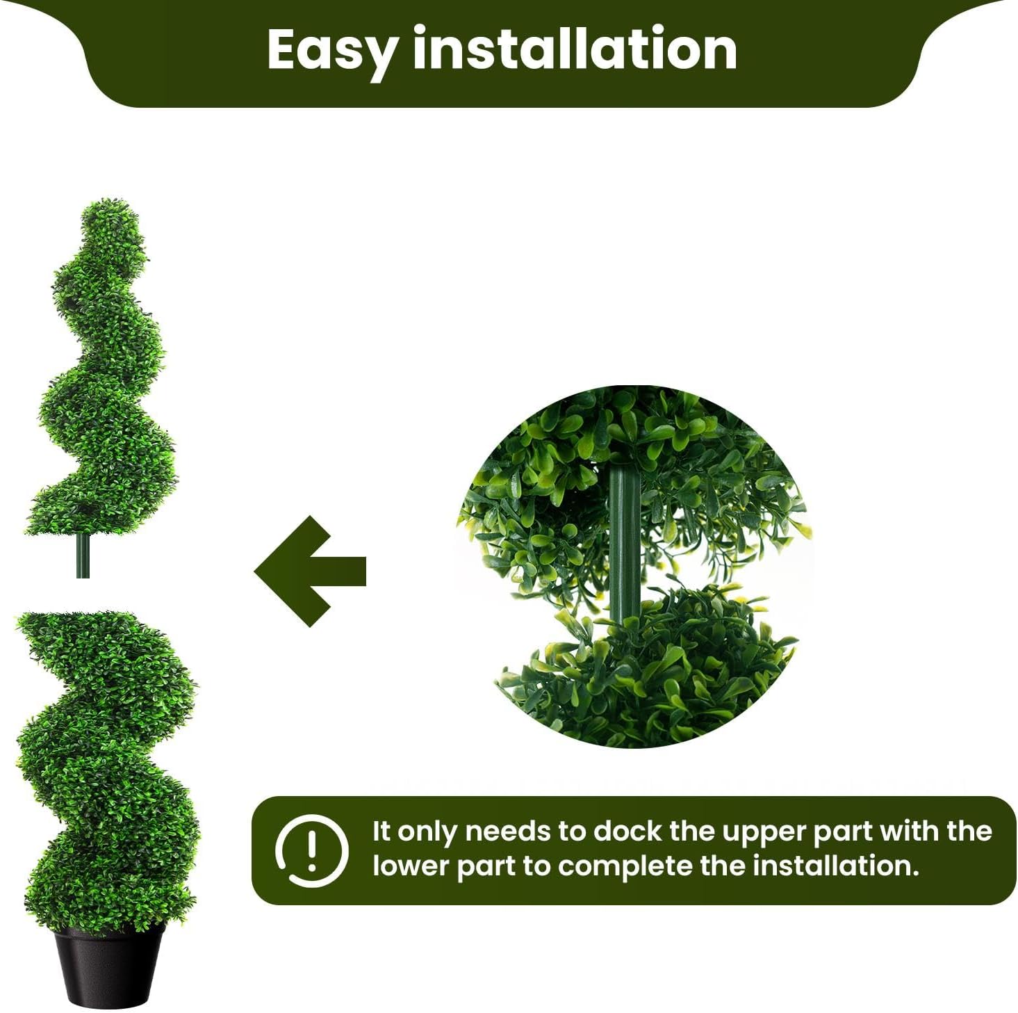 5 Foot Artificial Boxwood Spiral Topiary Tree with Replaceable Leaves