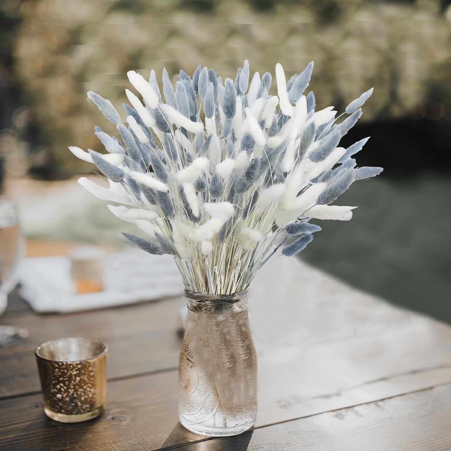 120Pcs Dried Bunny Tails Gray White Pampas Grass Boho Decor