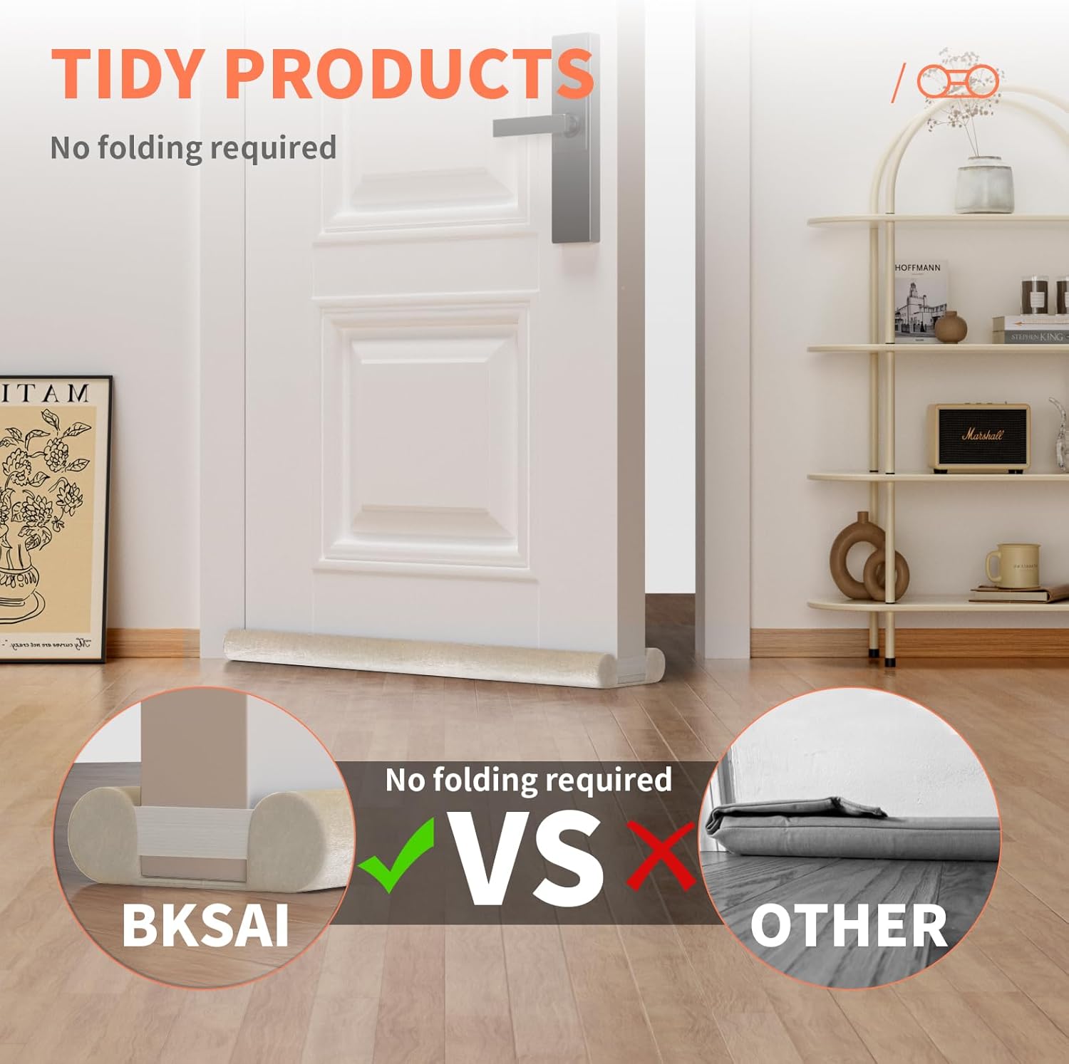 BKSAI Upgraded Door Draft Stopper 28-32in Beige