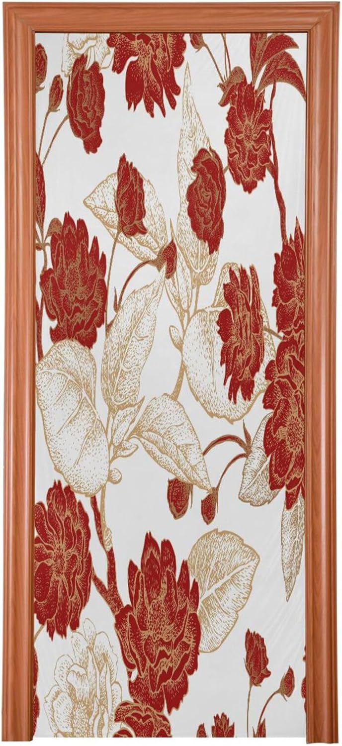 Susiyo Red Flowers Branches Halloween Door Cover