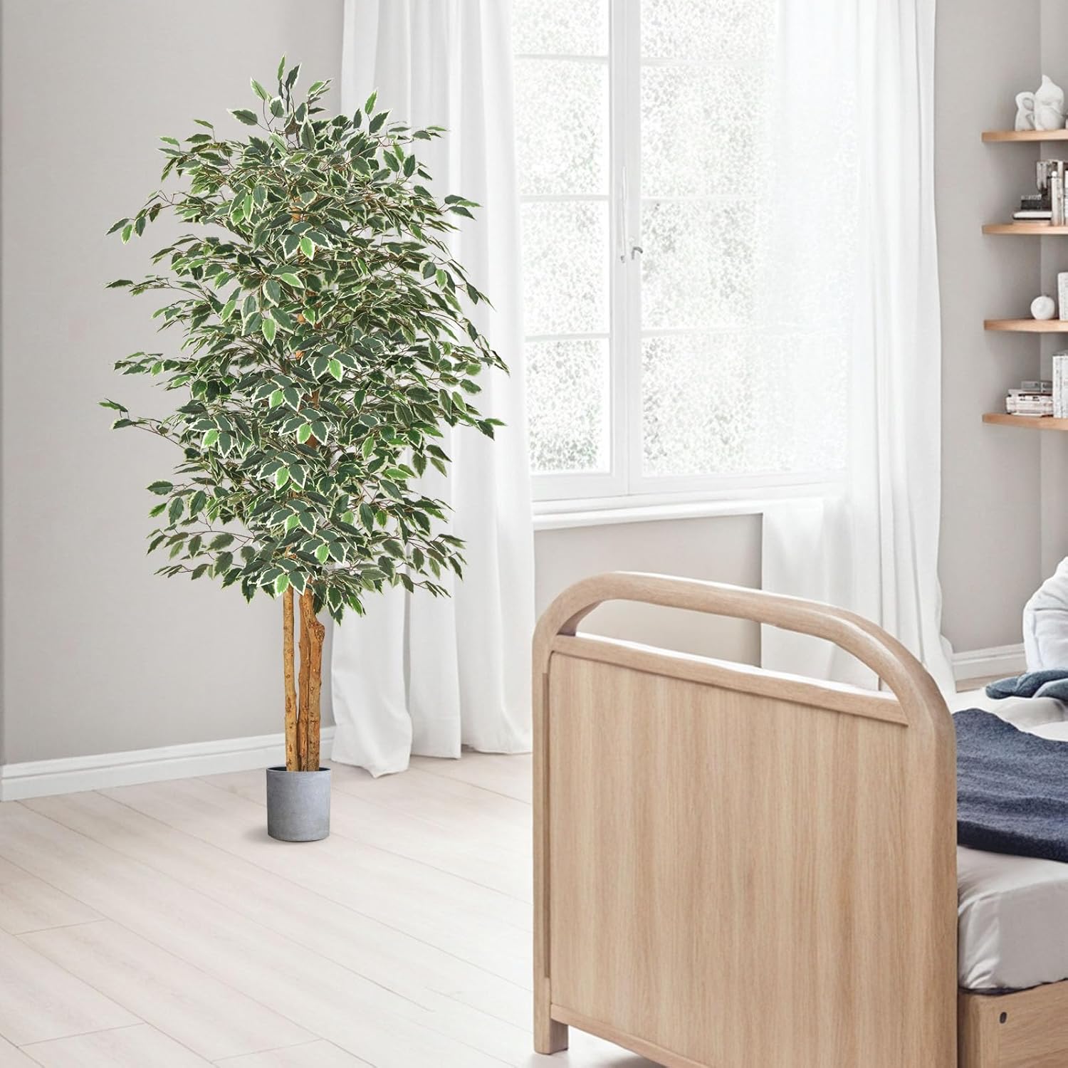 VEVOR 6FT Artificial Ficus Tree with Black Pot
