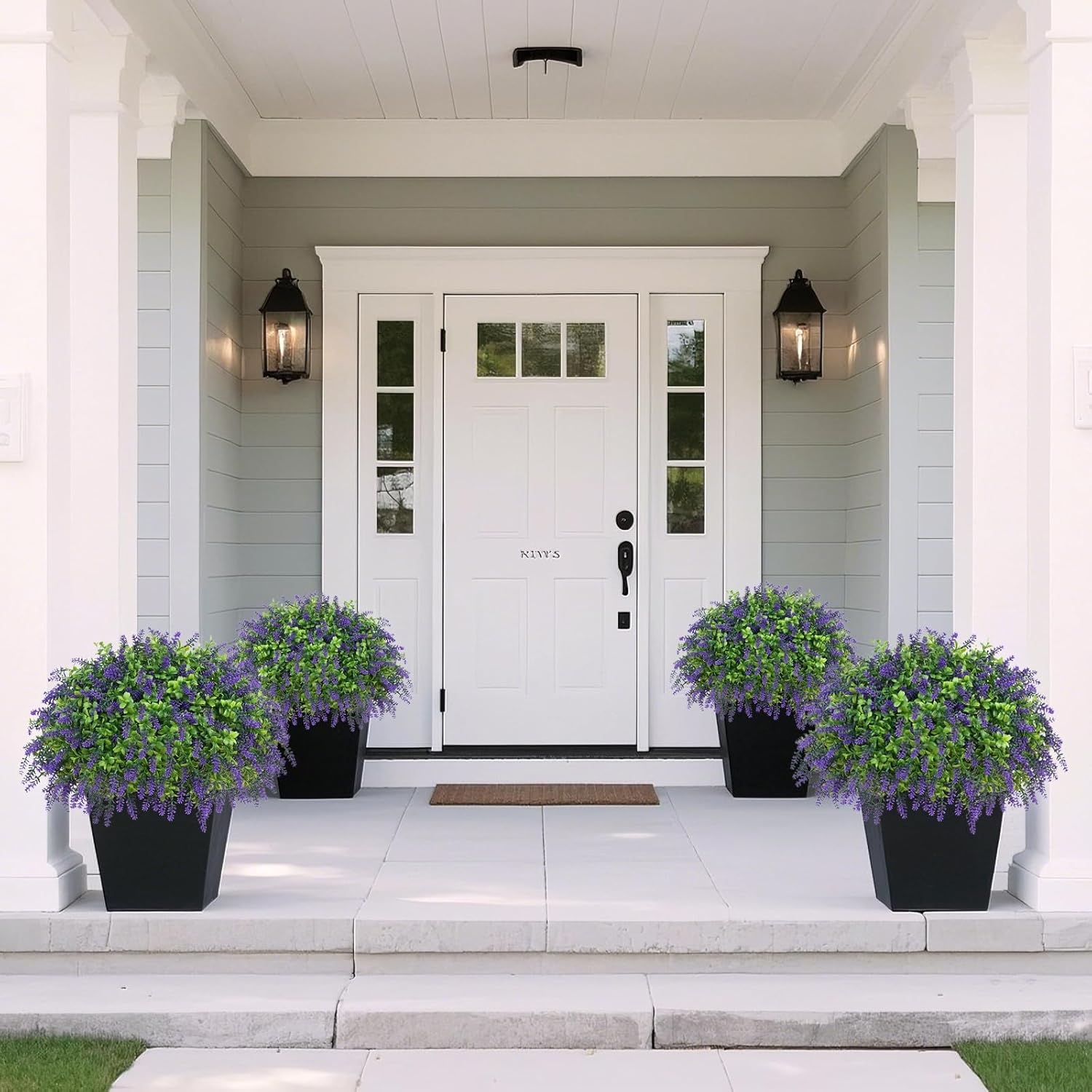 Artificial Boxwood Topiary Ball with Lavender - Set of 2