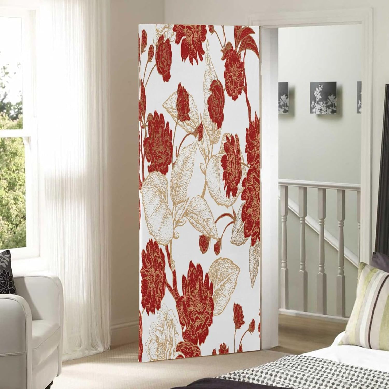 Susiyo Red Flowers Branches Halloween Door Cover