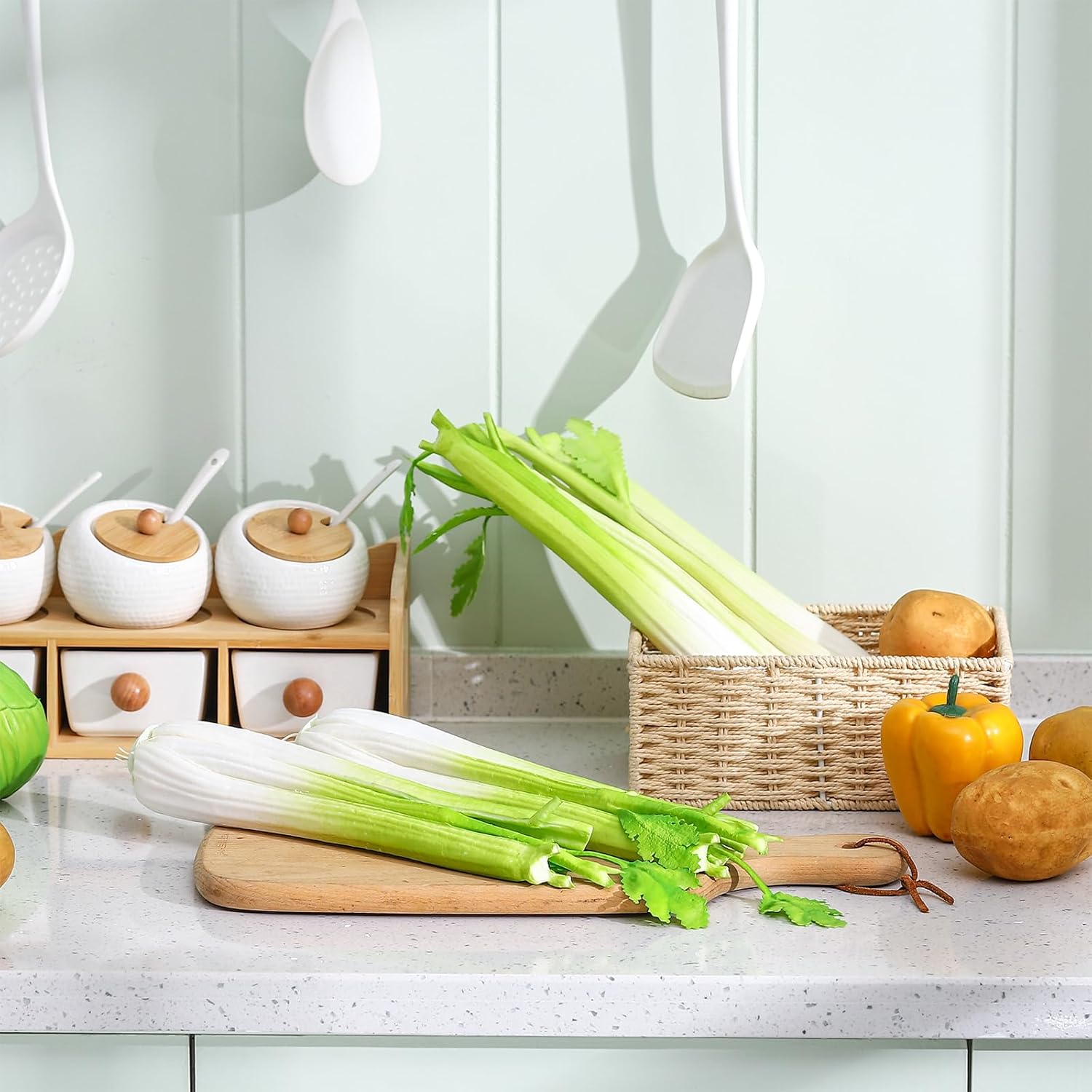 Zeyune 4 Pcs Artificial Celery Stick for Decoration