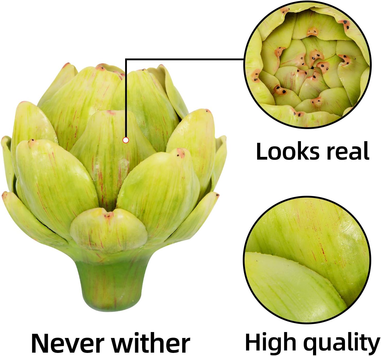 Large Green Artificial Artichoke Decor Set 6pcs