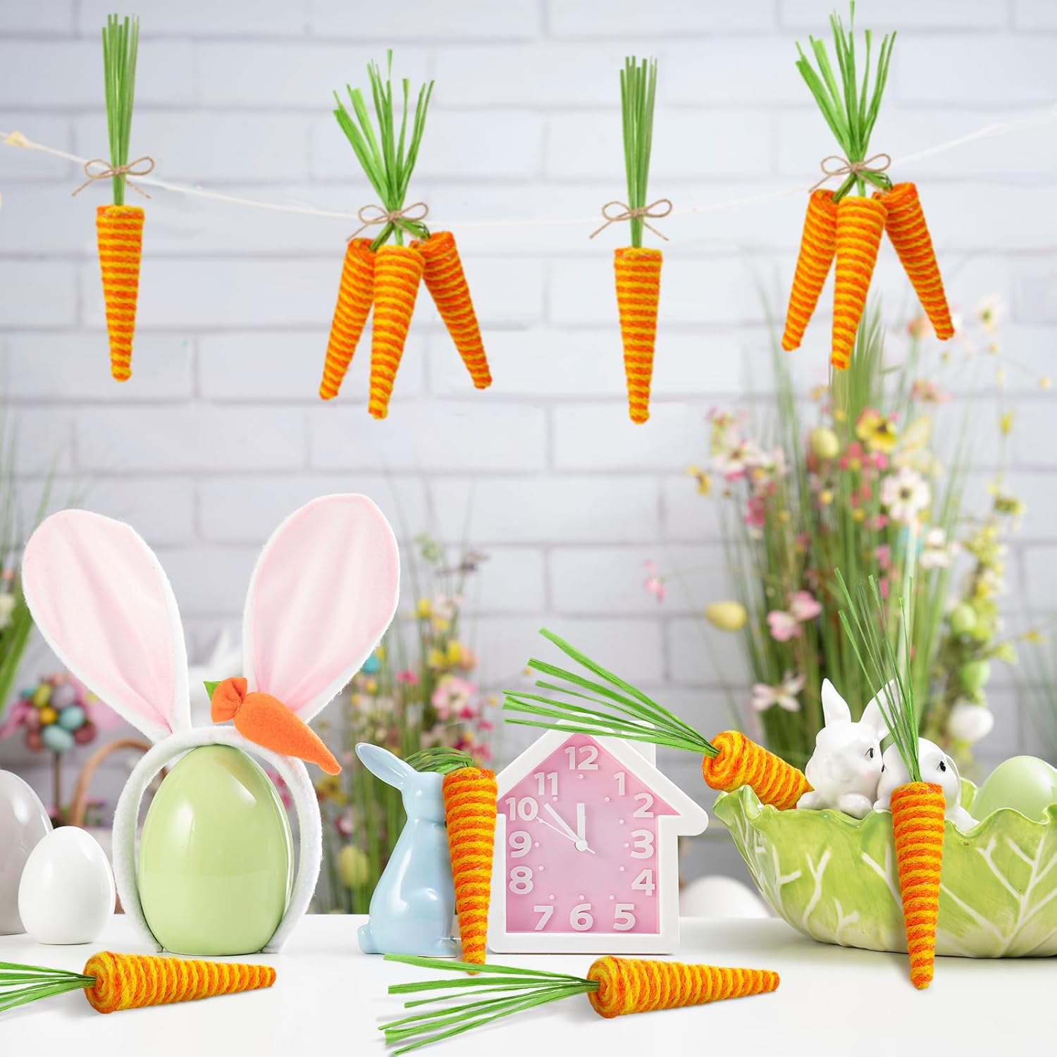 20 Pcs Easter Carrots Decor Sisal Fiber Garland