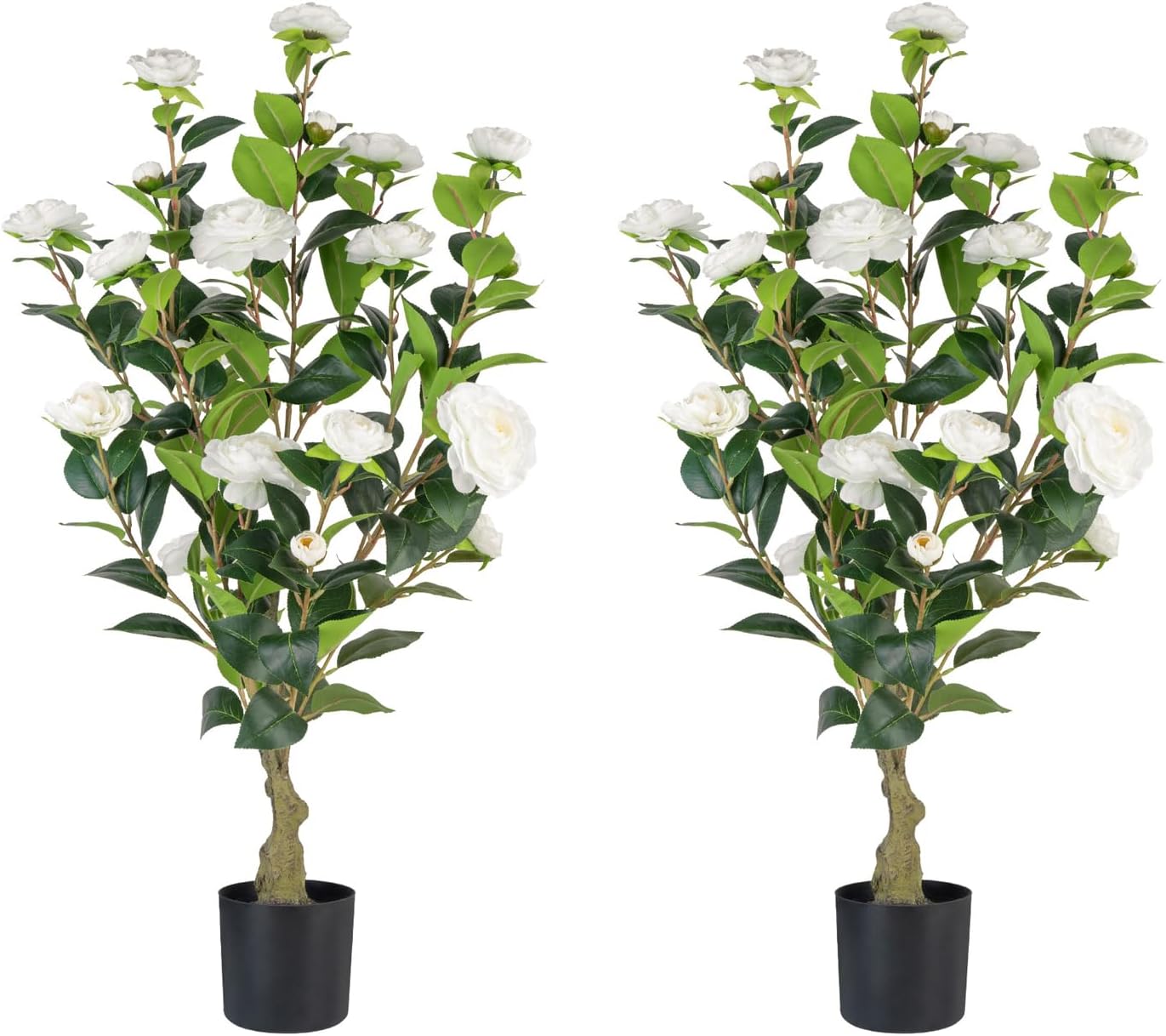 Berdkaba Artificial Camellia Tree 2 Pack White 3FT Set